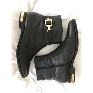 Wirth Black Leather Chelsea Boots With Gold Hardware! WMS 38 US 8